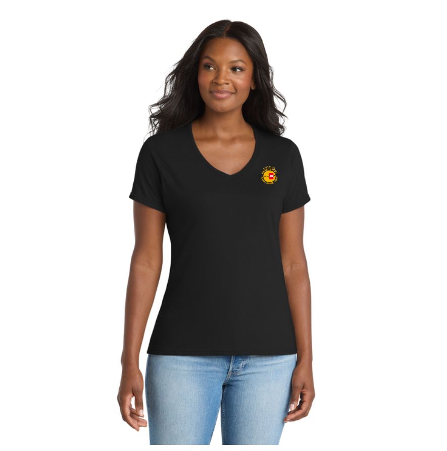 OHF Port & Co™ Women's Performance Blend V-Neck Tee Black
