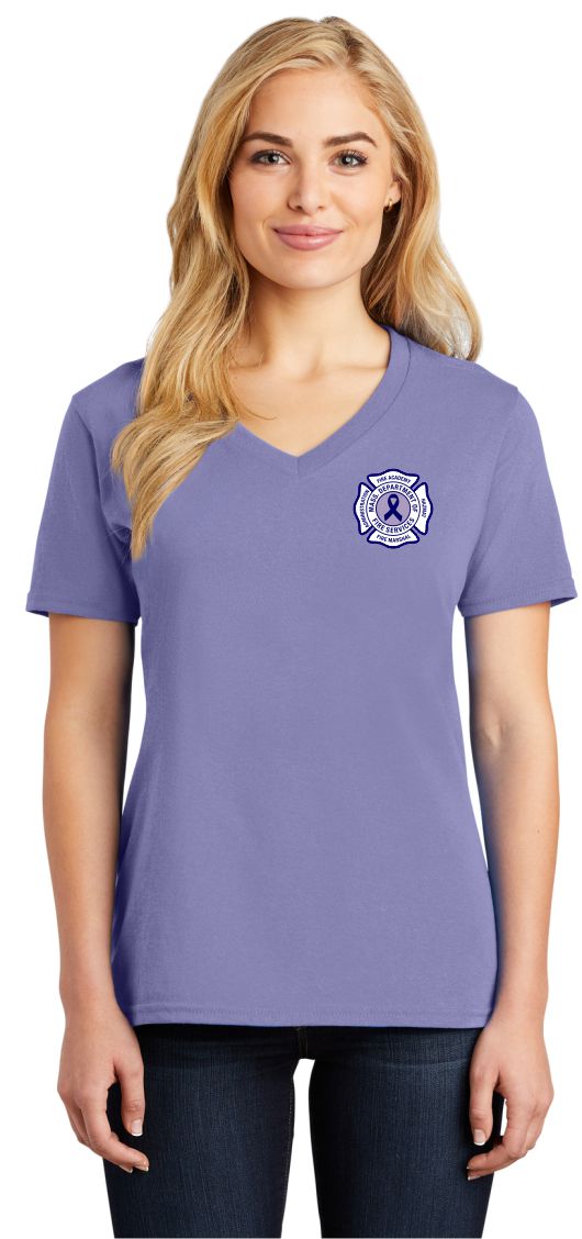 Ladies Firefighter Cancer Screening V-Neck Tee