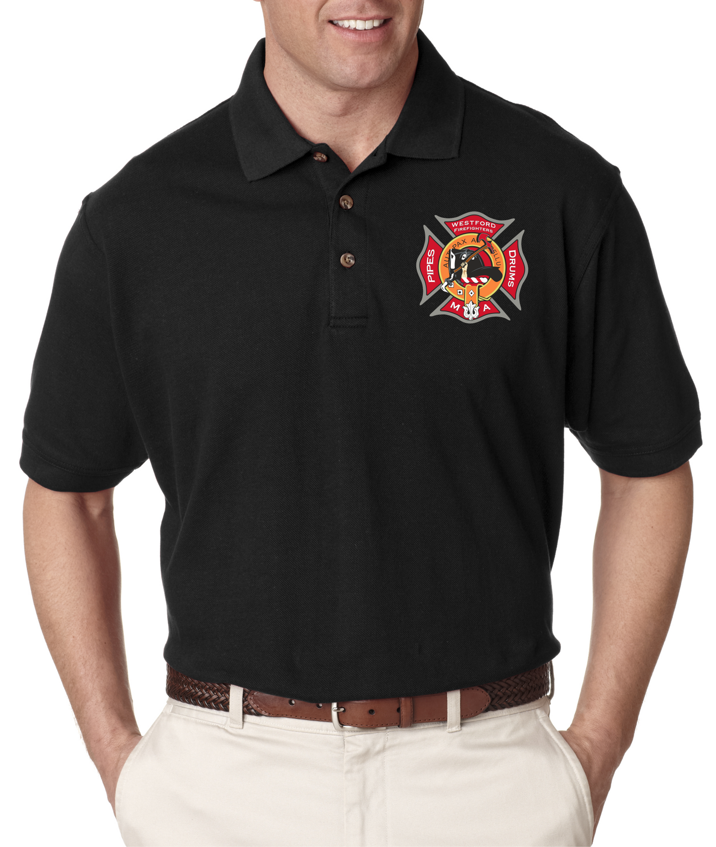 Westford Firefighters Pipe & Drum Corps Cool & Dry Mesh Piqué Wicking Polo / Ultraclub 8210