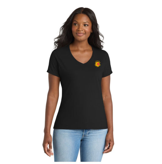 OHF Port & Co™ Women's Performance Blend V-Neck Tee Black