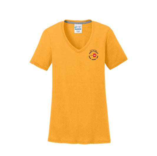 OHF Port & Co™ Women's Performance Blend V-Neck Tee Gold