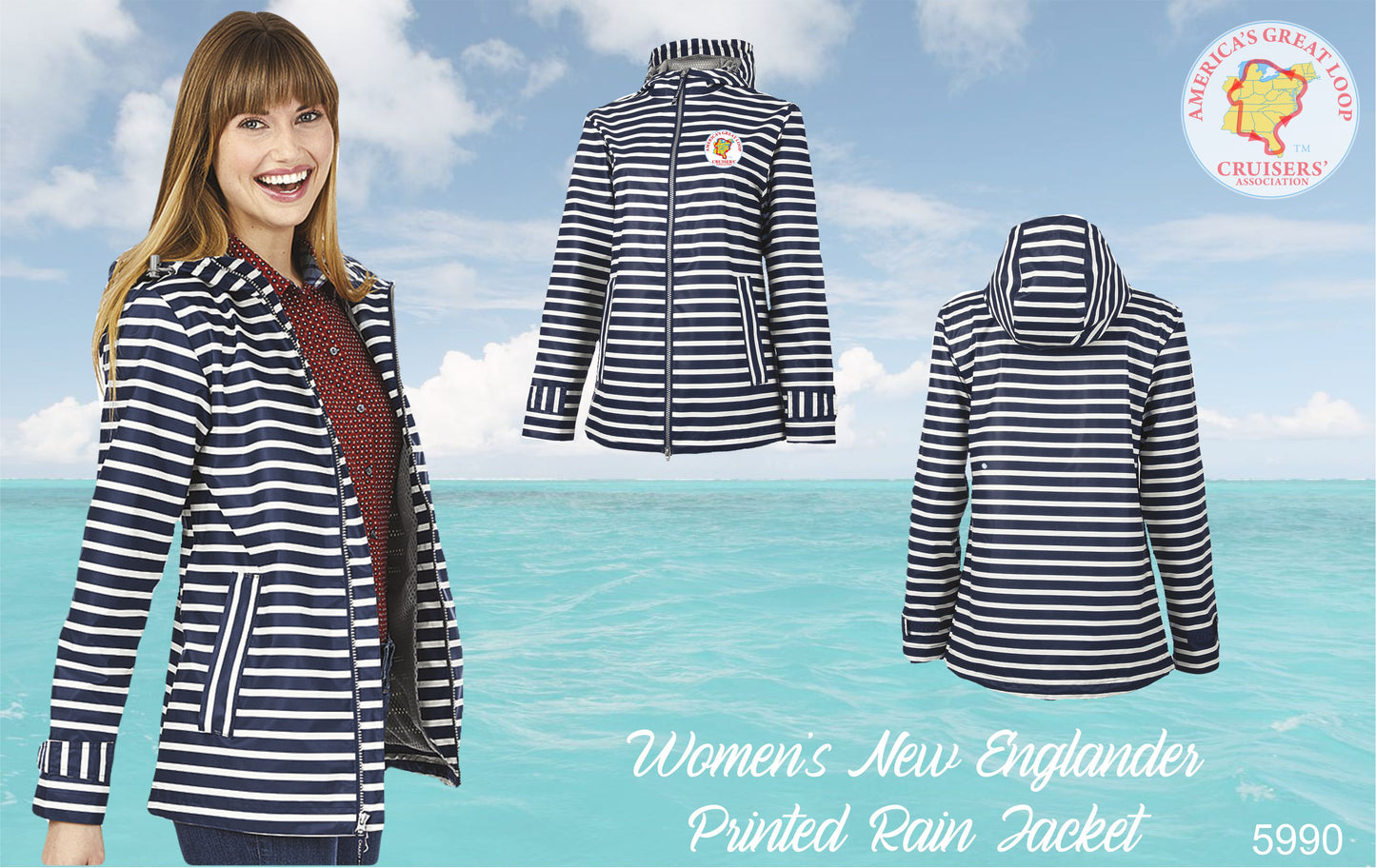 Ladies AGLCA Printed New Englander Rain Jacket