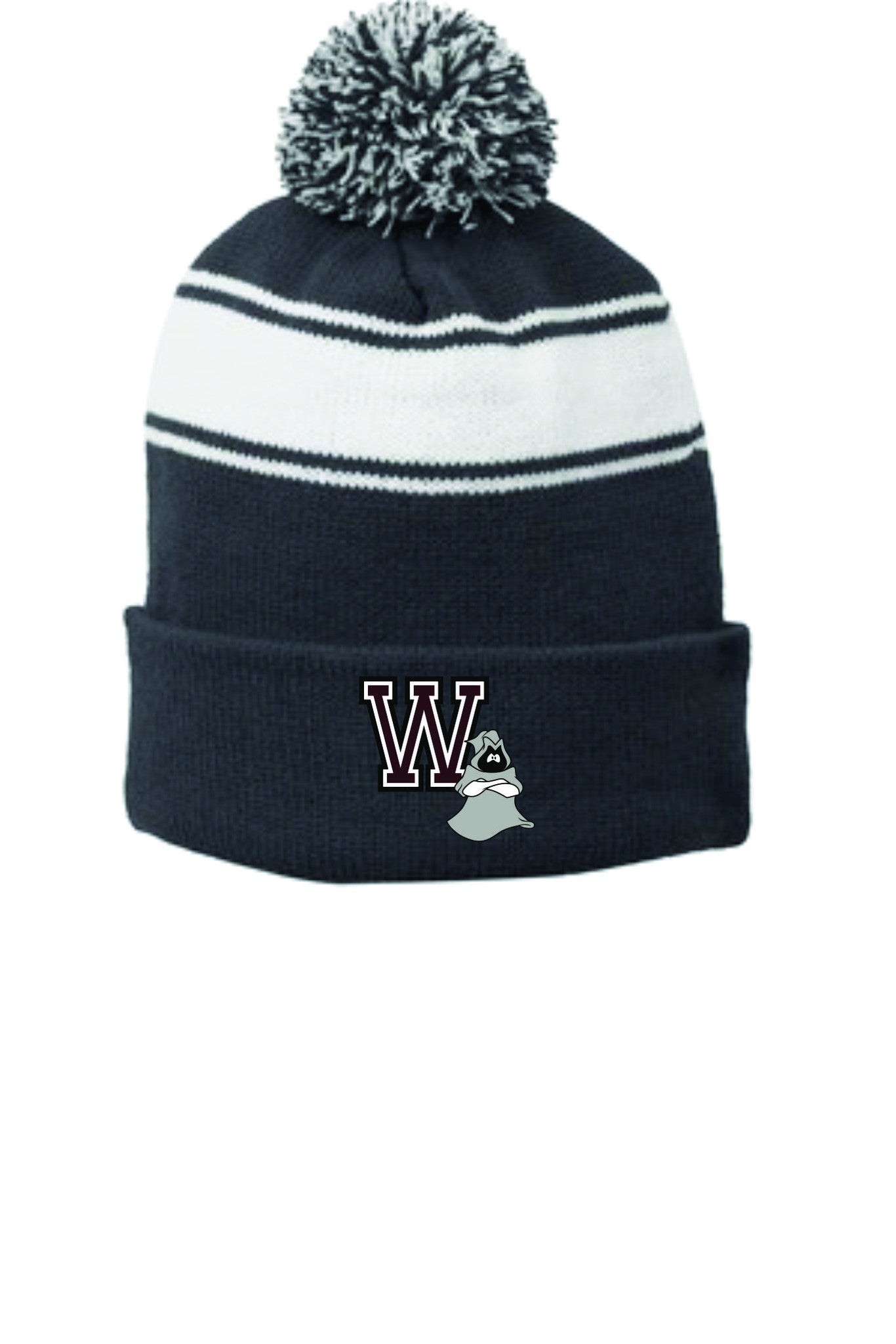 Westford Jr. Ghost Stripe Pom Pom Beanie / Sport-Tek STC28
